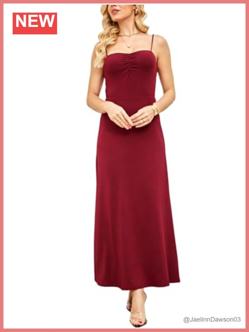 Spaghetti Strap Ruched Sweetheart Neck A-Line Maxi Dress for Wedding Guest